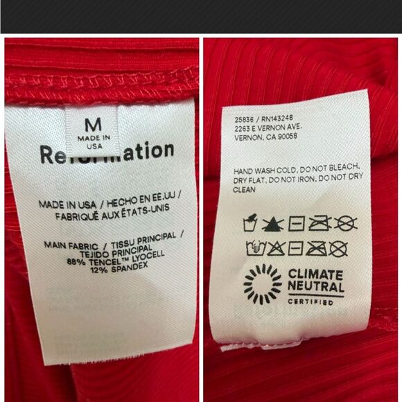 Reformation Kelsee Knit Ribbed Midi Dress Sleeveless Scoop Back in Cherry Red M - Picture 3 of 5